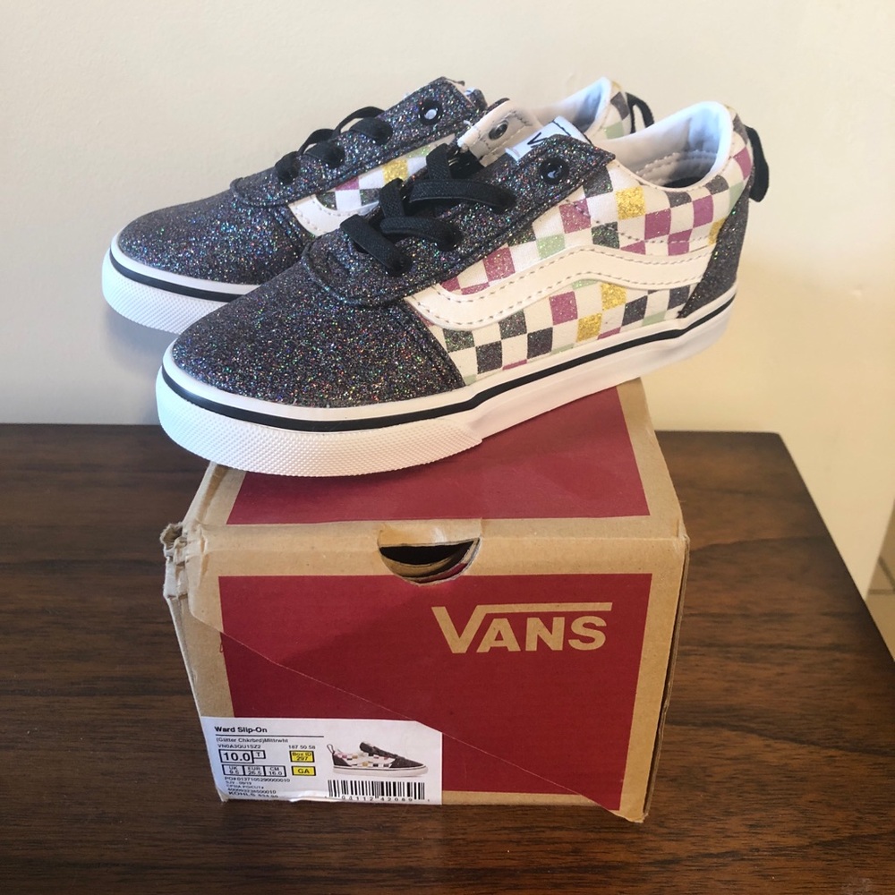 Vans Glitter Checkboard Ward Slip Ons Toddler 10